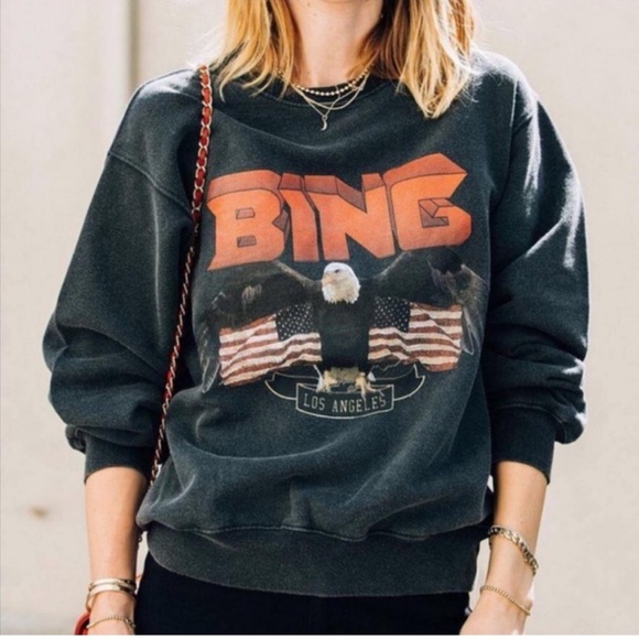 Anine Bing Tops - Anine Bing Eagle USA Flag Graphic Sweatshirt